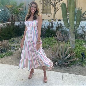 Candy-striped midi dress